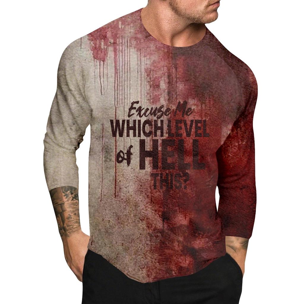 Halloween Print Raglan Sleeve Men's Long Sleeve Top