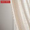 1 PC Nuan Series Lace Tassel Swag Valance,Boho Farmhouse Sheer Curtain Head for Kitchen Bedroom Living Room Window Decoration