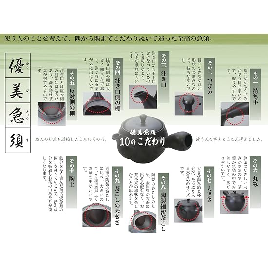 Suzuki, Banko-yaki Elegant Kyusu (Teapot) Size 1.5 (in Gift Box) Jet Black 0977-5140, 270ml