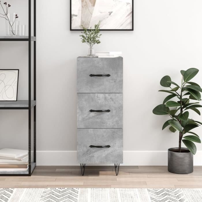 VidaXL Buffet Gris béton 34,5x34x90 cm Bois d'ingénierie 828600