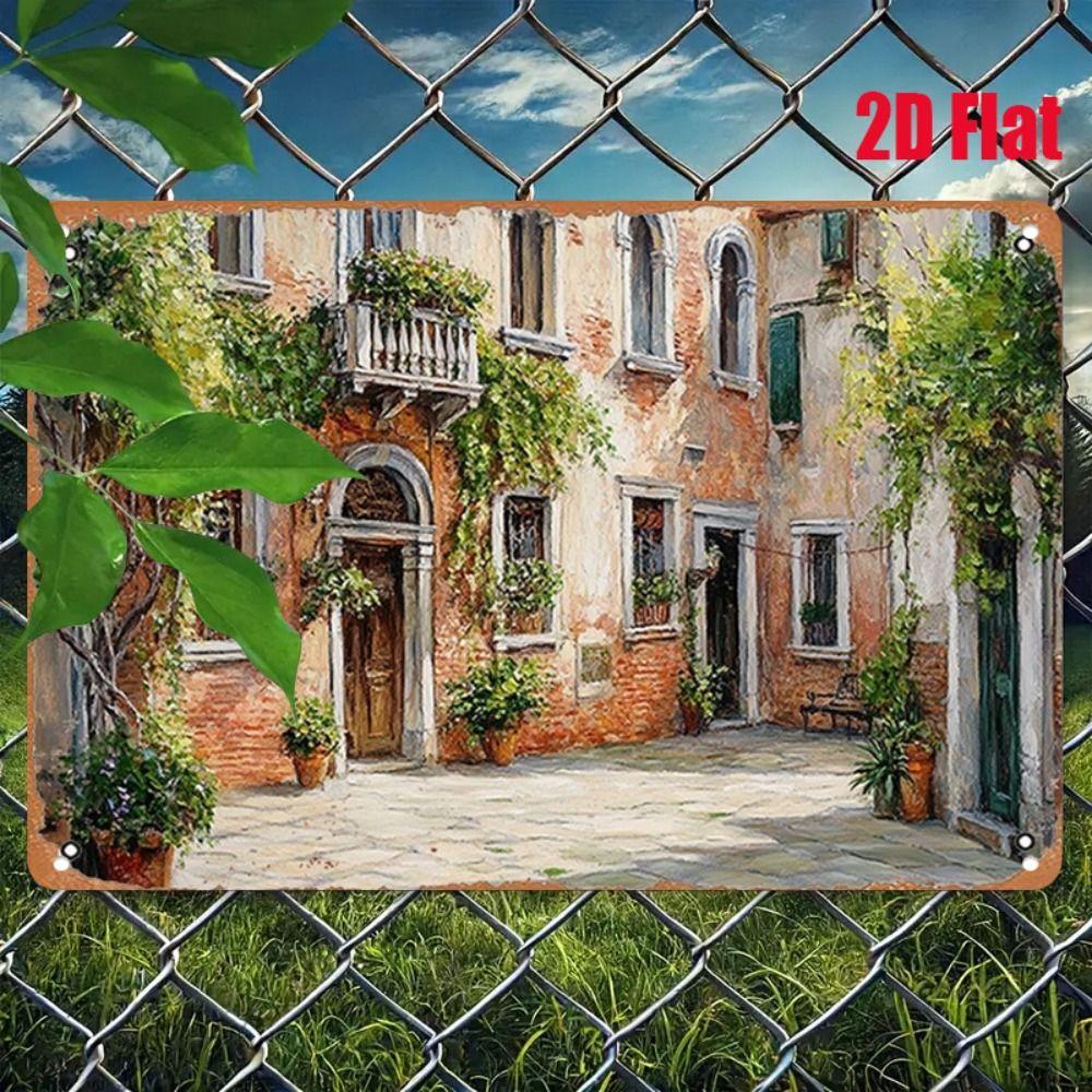 Vintage Metal Wall Poster – Floral Garden Decor, 20x30cm