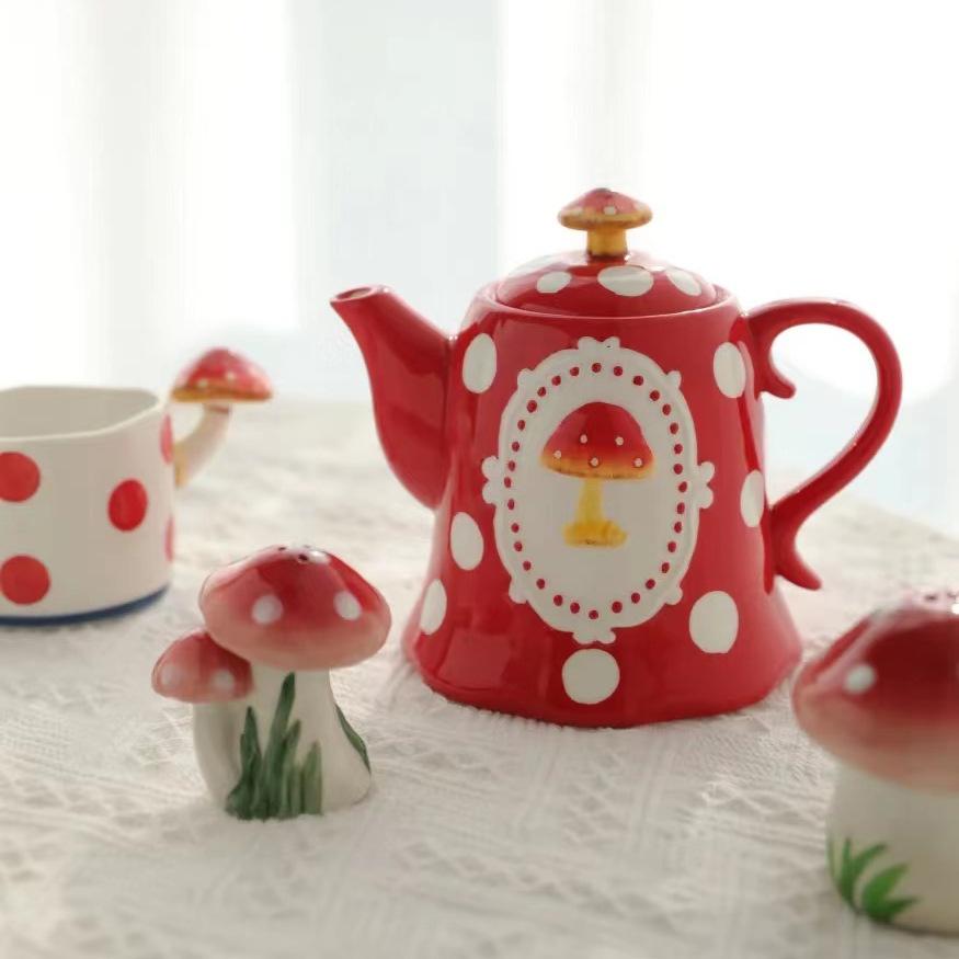Ceramic Mug Cartoon Mushroom Bowl Three-dimensional Relief Mushroom Plate Salad Bowl Teapot Coffee Cup Mugs Coffee Cups