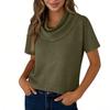 Women's Casual And Fashionable Round Neck Short Sleeved Color Top Sweater