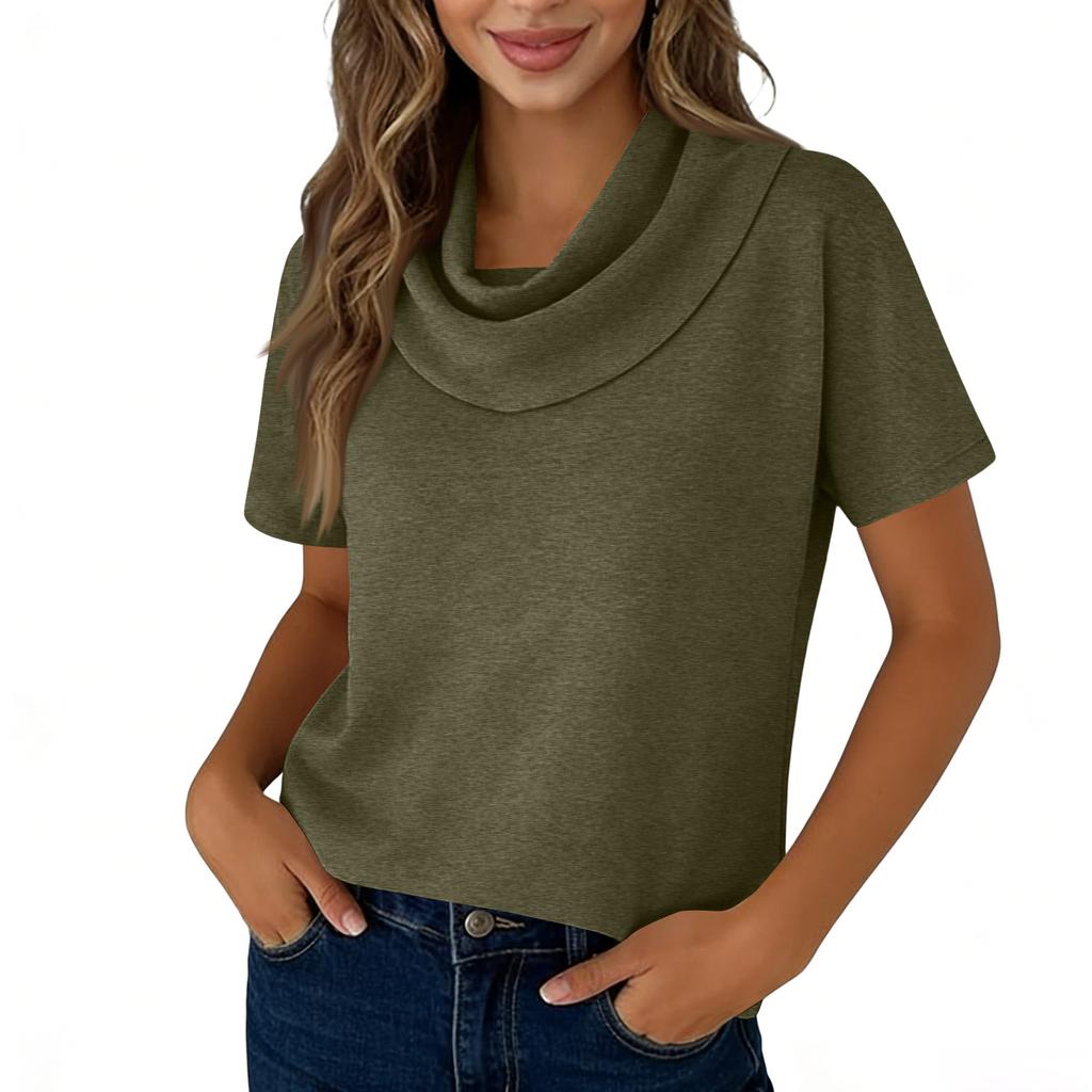 Women's Casual And Fashionable Round Neck Short Sleeved Color Top Sweater