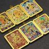 Tibet Mahakala Gold-Plated Thangka Pendant with Yellow Wealth God & Fox Fairy Design