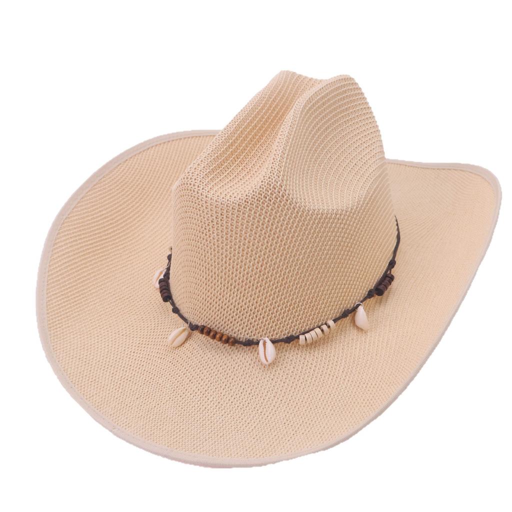 European and American Men's and Women's Straw Hats European and American Western Cowboy Wind Curved Brim Hat Big Edge Shaped Sun Hat