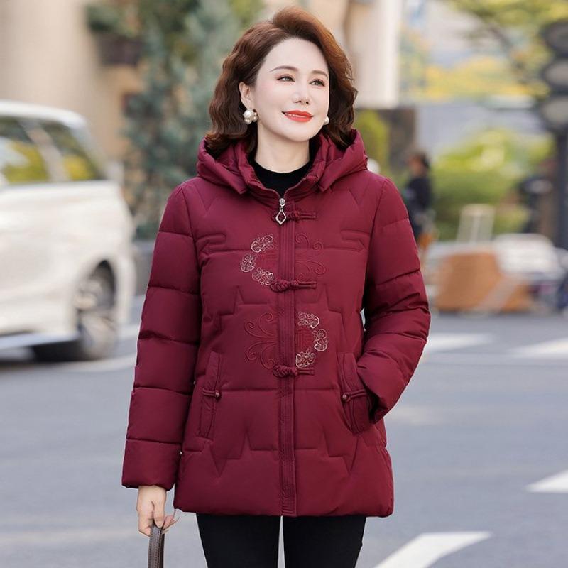 Winter down cotton-padded clothes female mother down thickened cotton-padded clothes jacket old lady hooded cotton-padded jacket