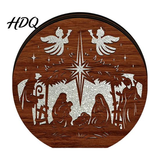 Christmas Gift for Kids 3D Wooden LED Night Light Hollow Carved Tabletop Decor Holiday Decoration with Warm Glow Festive Home And Office Light Lamp