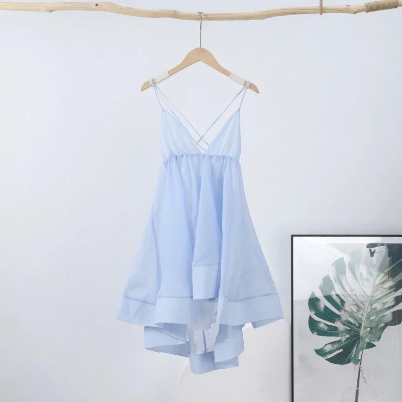 2026 Trendy European and American Women's V-Neck Backless Dress - Beach Holiday Style