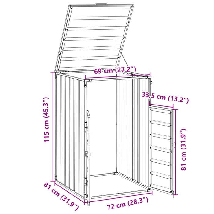 VidaXL Rangement à roulettes pour poubelles pour bac unique acier, rangement de poubelles, rangement de poubelles de jardin, 4006173