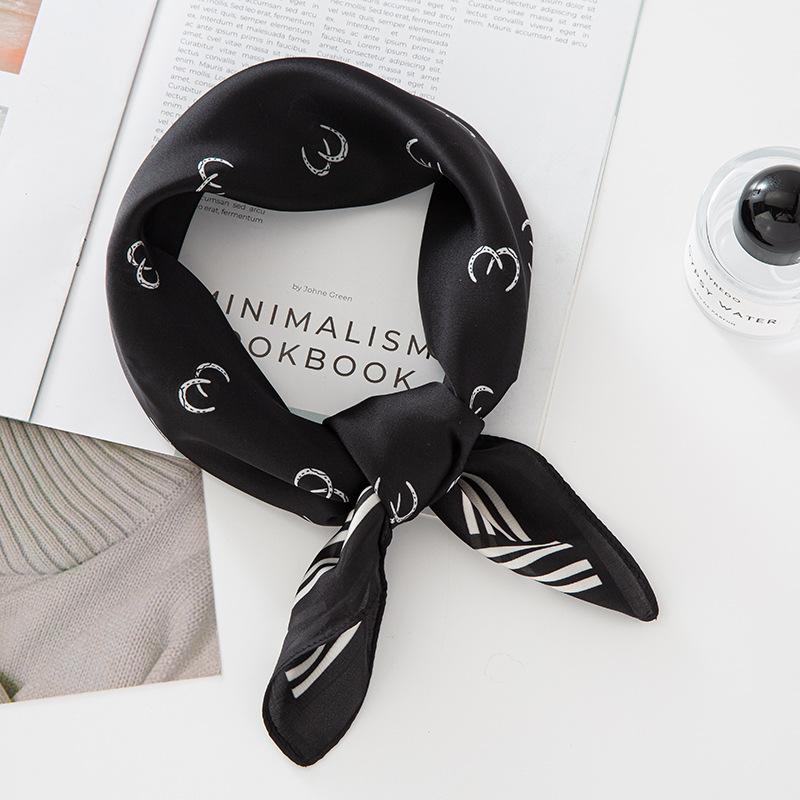 68cm Simple Letter Printed Scarf Women's Spring Summer New Imitation Silk Square Scarf Fashion Versatile Headscarf Scarfs Shawl