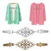 Women Vintage Hollow Floral Cardigan Collar Clip Dress Shawl Cinch Clasp Pin