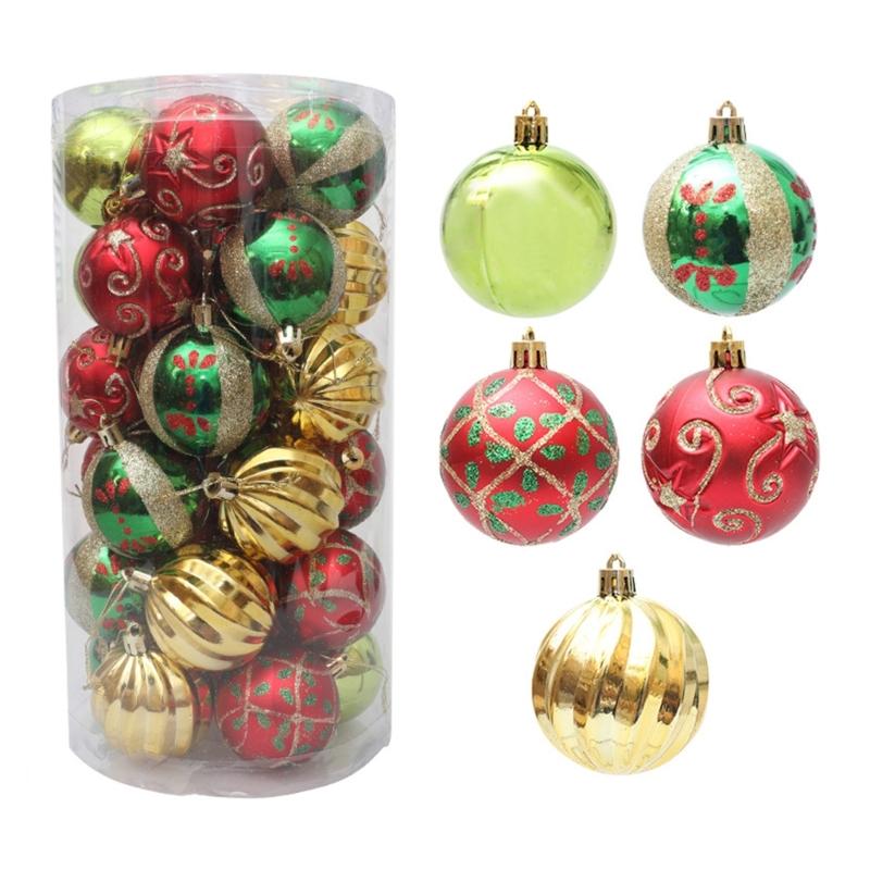 

Set of 30 Unique Shape Colorful Baubles Christmas Tree Ornament Electroplated and Painted Sphere for Festival Decors 1