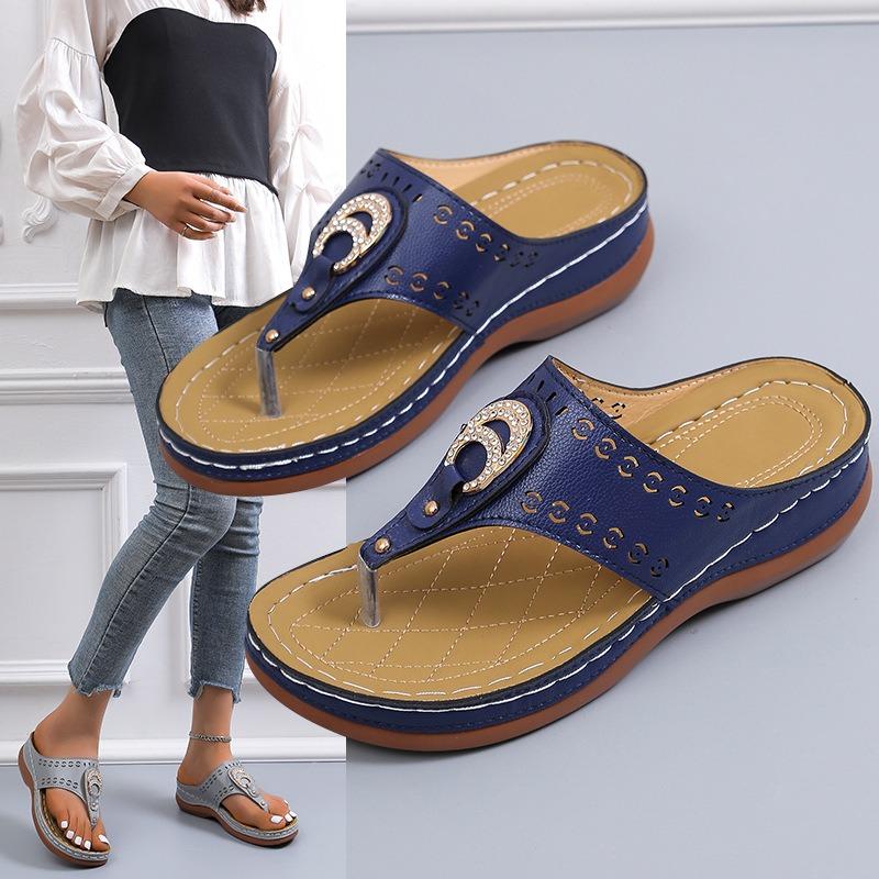Summer Comfortable Slope Heel Flip-flops Women Wear Thick Bottom Casual Beach Cool Slippers Wish