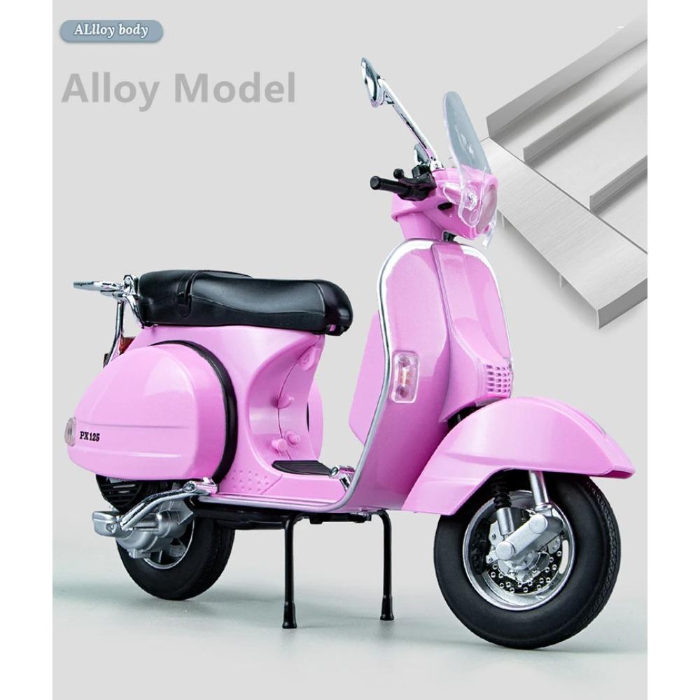 1/10 Vespa 125 Alloy Leisure Motorcycle Model Diecasts Metal Classic Motorcycle Model Simulation Sound and Light Childrens Gifts