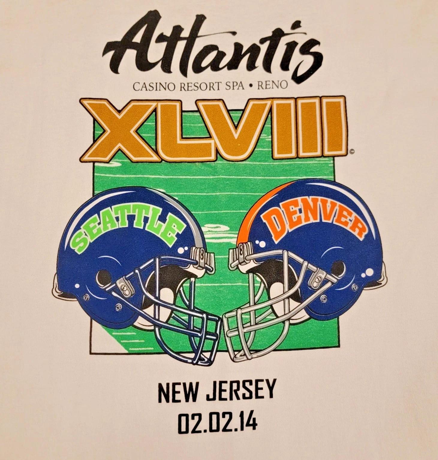 

Super Bowl XLVIII 48 T-Shirt Men s L Seattle Seahawks Broncos Atlantis Casino S