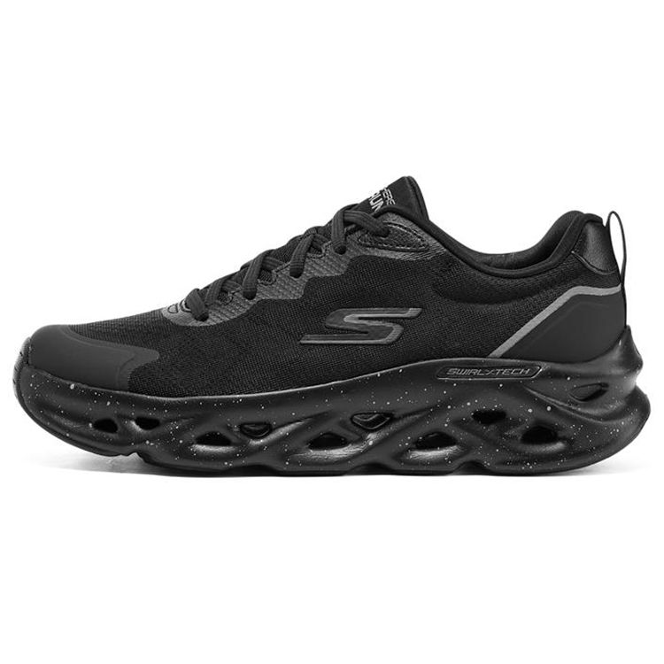 Skechers Go Run Swirl Tech Bubble Shoes Mesh Solid Color Sports Cushioning Fabric Low Top Casual Running Shoes Men sneakers Black 220546-BBK 41