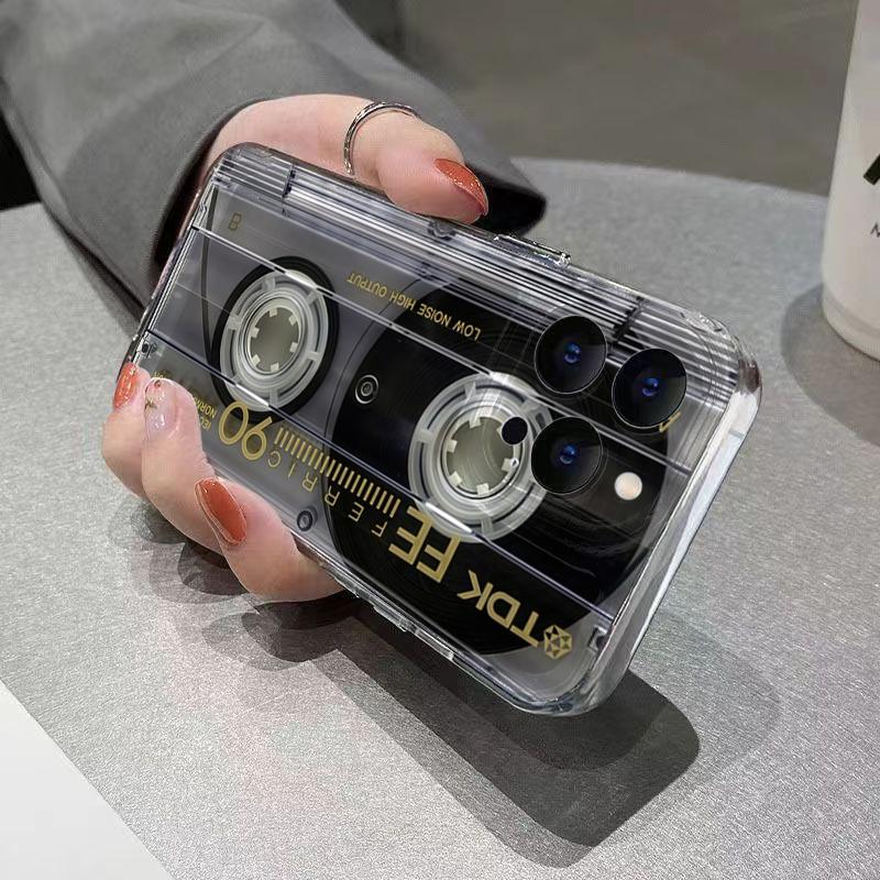 Retro Creative Audio Tape Pattern Phone Case For Xiaomi 13 12 11 Lite 5G 13 14T 13T 12T For Xiaomi 17 Pro Max Transparent Cover