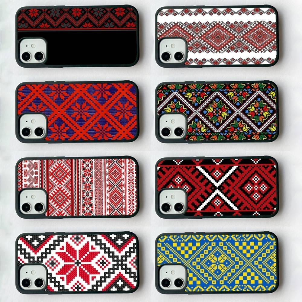 U-Ukraine Ornament Pattern Phone Case Silicone PC+TPU For For IPhone 11 12 13 14 15 16 Plus Pro Max Cover