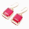 Luxury Fashion Crystal Design Red Zircon Drop Earings Square Ruby Earrings for Women Engagement Banquet Zircon
