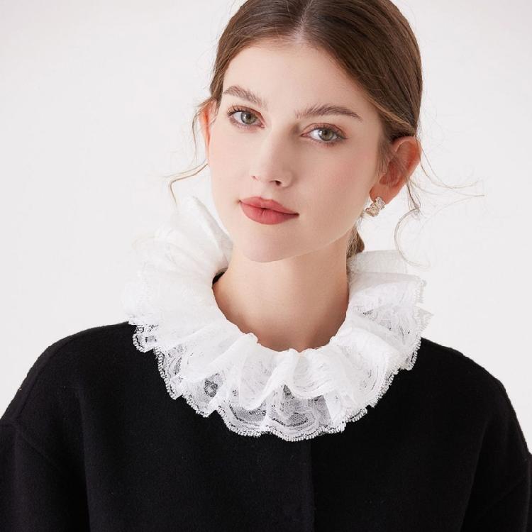 Delicate Double Layer Lace Detachable Collar And Removable False Sleeve Set For Blouses Dresses Adjustable Tie Design