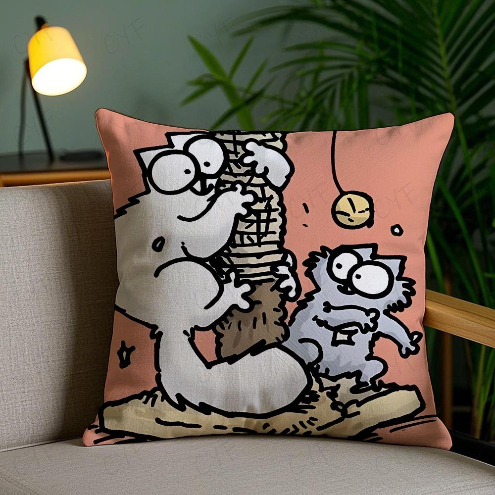 KawaiiS-Simons Cat B Cushion Cover Pillow Case Pillowcase Anti-dustmite Pillow Invisible zipper silky short plush Sofa cushion