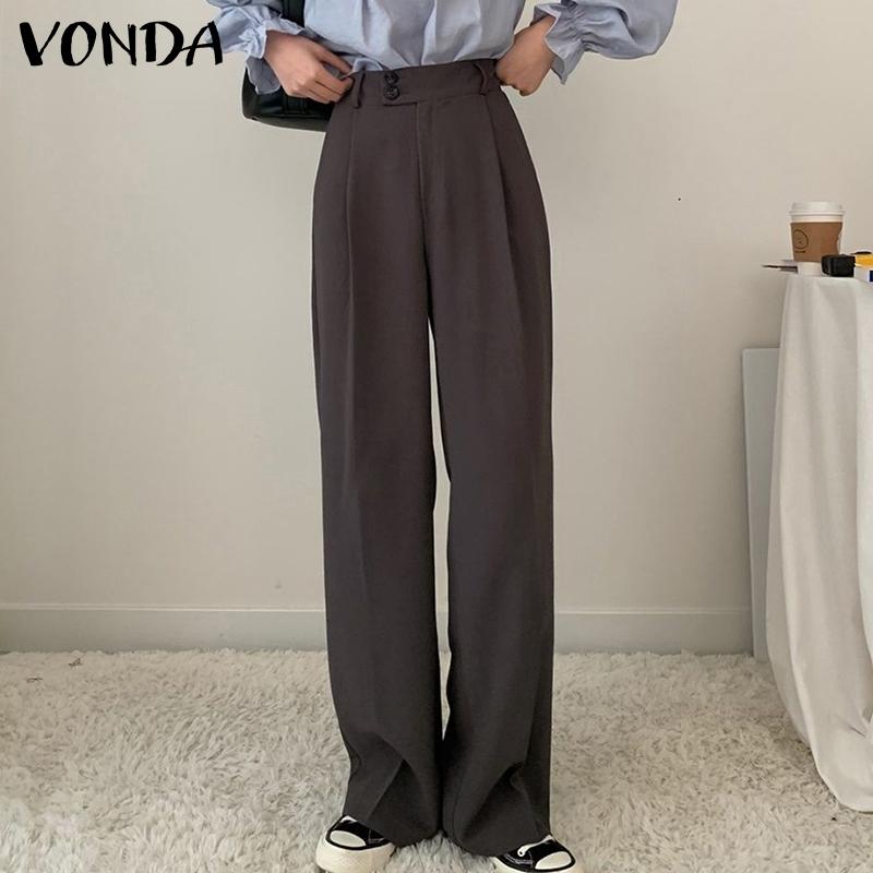 

VONDA весенне-осенние женские свободные длинные брюки-палаццо с высокой талией на молнии
