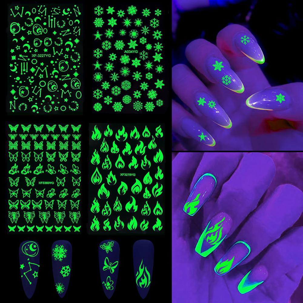 

Luminous Fluorescent DIY Nail Stickers Halloween Nail Art Manicure Decals Self Adhesive
