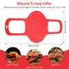 Silicone Pizza Bread Oven Baking Basket Mat Set 3PCS Non Stick Chicken Turkey Meat Lifter Cooking Mat with Turkey Poultry&Brush