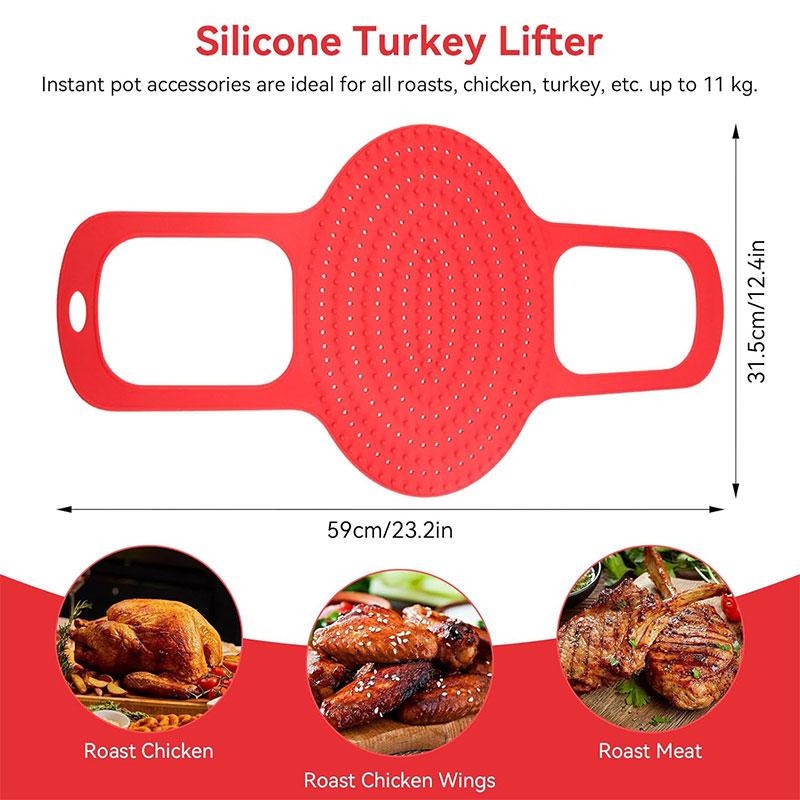 Non Stick Chicken Turkey Meat Lifter Mat Oven Baking Pan Food Grade Silicone Reusable Bread Pizza Baking Mat Meat Cooking Mat