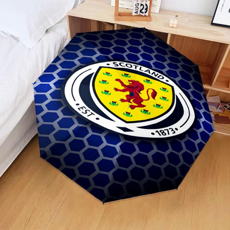 Ombrello Pieghevole Scozia Emblema Leone Rampante, Ombrello Automatico 8 Stecche per Viaggio, Campeggio Uso Regalo per Halloween Natale