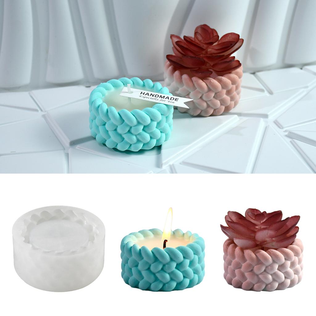 1PC Triumphant DIY Glue Mold Hemp Rope Candlestick Silicone Mold Candle Cup Gypsum Aromatherapy Storage Mold