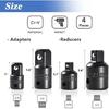 4PCS Impact Socket Adapter Reducer Set 1/2 3/8 1/4 Inch Use Wrenches Drills In Auto and Impact Driver Construction Work
