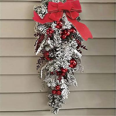 The Cordless Prelit Red And White Holiday Trim Front Door Wreath Christmas Home Decoration