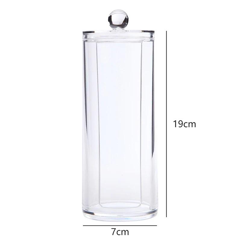 1pcs Acrylic Storage Box Makeup Cotton Swab Container Round Plastic Jar Organizer Cosmetics Pad Jewelry Storage Container