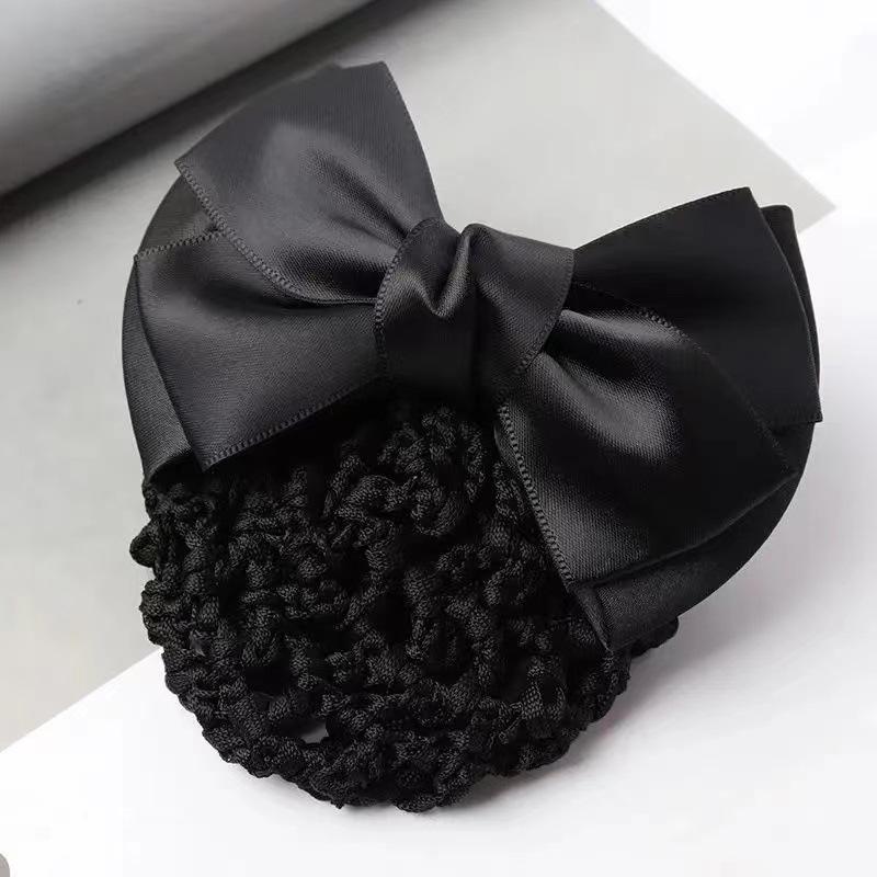 Gold-Edged Bow Hairnet for Professional Female Nurses & Hotel Staff