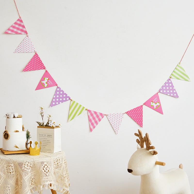 Fresh Triangle Birthday Banner: Fairy & Little Boy Theme Garland