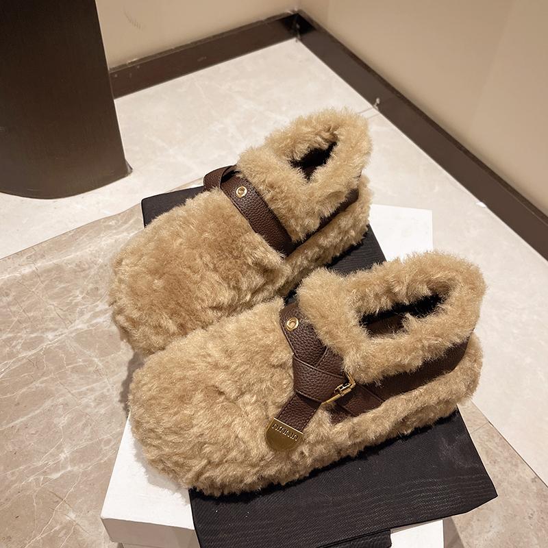 Fur Flats Women Snow Ankle Boots Short Plush Casual Warm Cotton Shoes 2025 Trend Winter Designer Walking Fashion Botas De Mujer