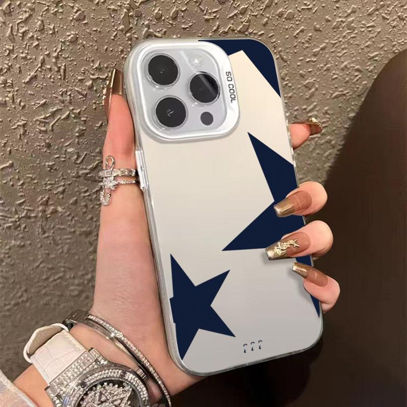 Material Phone Case for iPhone 16 17 Cases iPhone 16e 15 14 13 12 11 Pro Max XS X XR 7 8 Plus Black Leopard Print Star Cover
