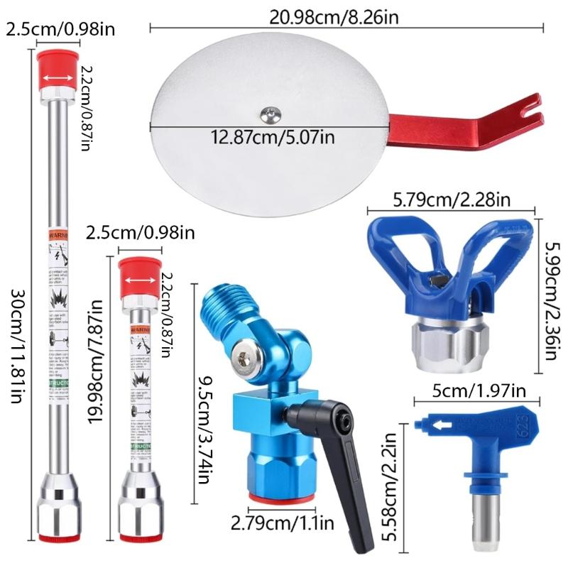 Spray Guide Accessory Tool with Airless Paint Sprayer Extension Rod and Nozzle Tip for Most Airless Paint Sprayer