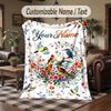 Birds Theme Throw Blanket Custom Name Text Personalized Blanket Soft Cozy Blanket for Home Sofa Bed