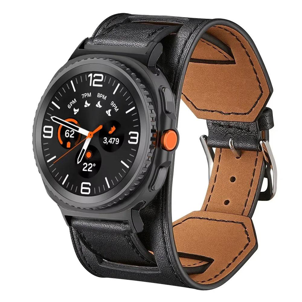 

Leather Strap For Samsung Galaxy Watch 8 Ultra 47mm Premium Comfortable Bracelet Watchband Galaxy Watch 8 40/44mm 8 Classic 46mm Galaxy Watch Ultra чёрный