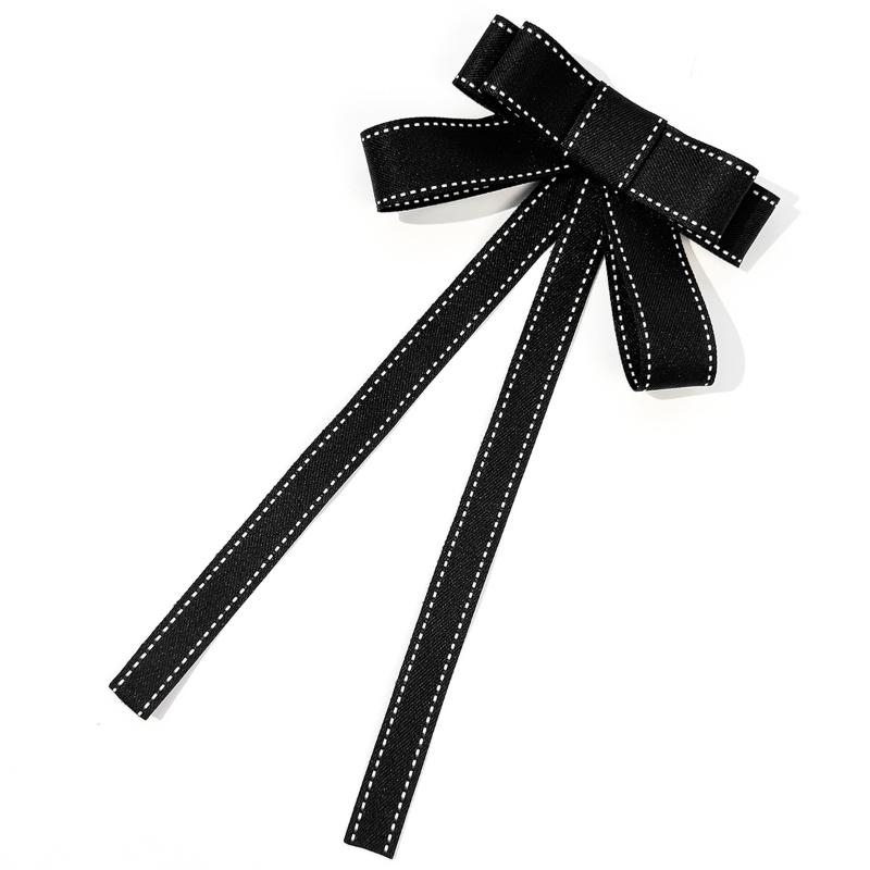 Schwarzes Schleifenstoff Schleife Brosche Krawatte Bluse Pullover Ausschnitt Accessoires Dekoration