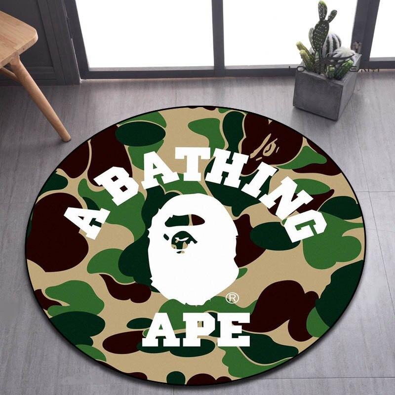 

BAPE камуфляжный принт круглый ковер гостиная спальня красивый ковер балкон ванная комната противоскользящий коврик для двери фотография 60cm