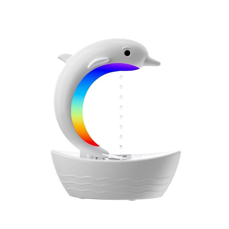 1Pc New Creative Little Dolphin Anti-gravity Humidifier, Desktop Bluetooth Audio, Colorful LED Lights, Ultrasonic Humidifier