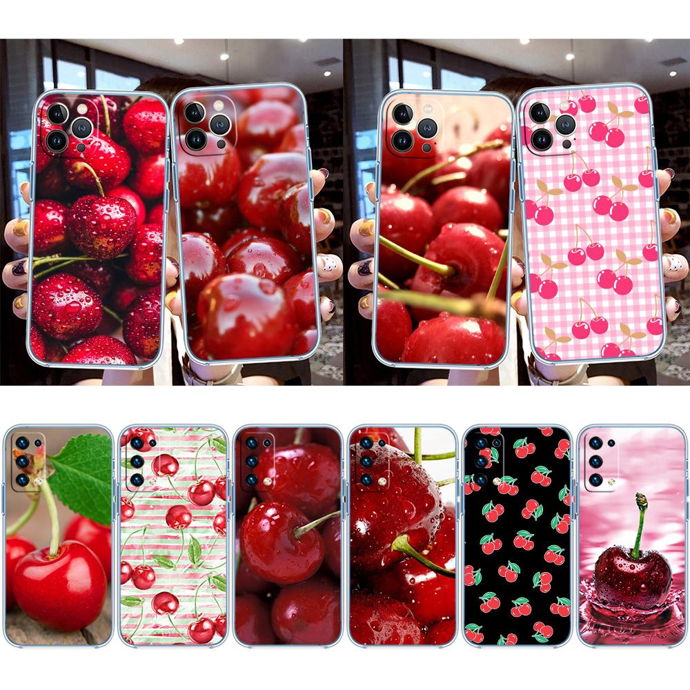 UP21 Kirsche Sommerfrucht Transparente Handyhülle für Motorola Moto Edge 20 30 40 50 S30 Fusion Ultra Pro Neo Lite + G200 G23
