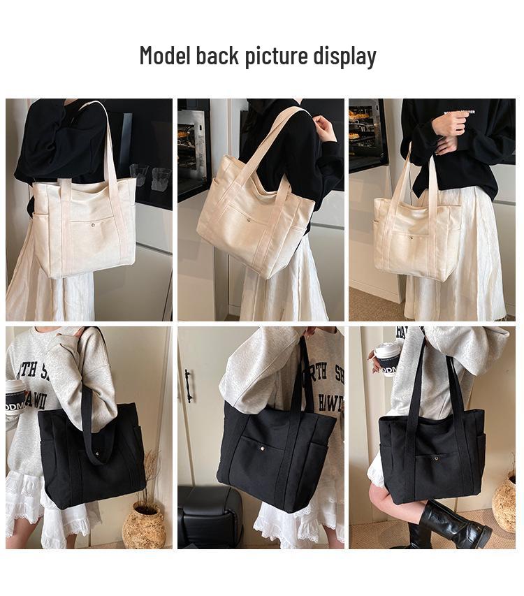 Versatile Literary Canvas Tote: Large Capacity Shoulder Bag for Work & Commute