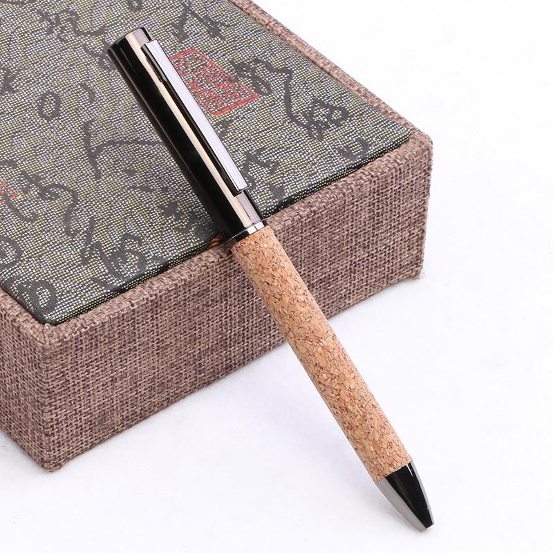 Environmentally Friendly Wood Metal Foreskin Ballpoint Pen Printing Logo Business Office Gift Pen Electroplating Gun Ash Medium Oil Neutral Pen