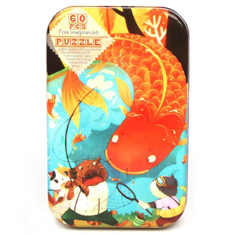 60dílné puzzle Montessori hry Kreslené zvíře Vozidlo Dinosauří puzzle pro děti Vzdělávací hračky Dětský vánoční dárek