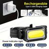 Portable Headlamp Type-C Rechargeable LED Wave Sensor Headlight Strong Light Outdoor Camping Fishing Night Running Head Lamp